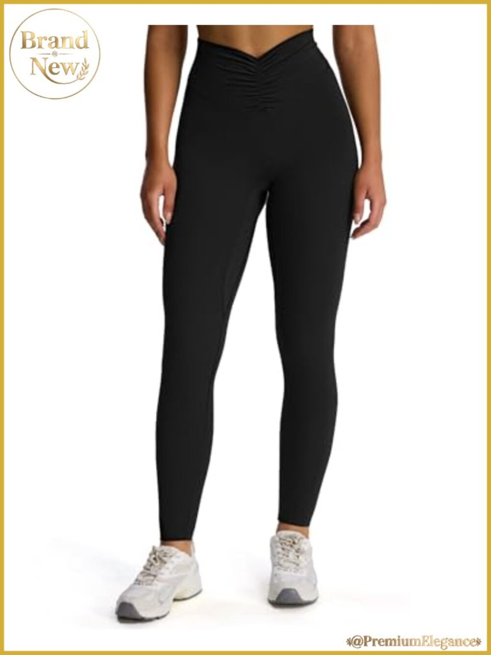Aoxjox Illusion Ruched Leggings V-Ruched High Waist Athletic Pants 26"